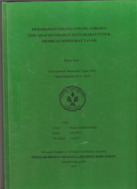 Pemahaman Undang-Undang Agraria Terhadap Kesadaran Masyarakat Untuk Membuat Sertifikat Tanah