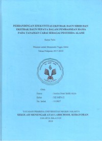 Perbandingan Efektivitas Ekstrak Daun Sirih dan Ekstrak Daun Pepaya dalam Pembasmian Hama pada Tanaman Cabai sebagai Pestisida Alami