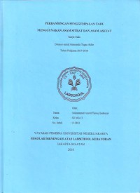 Perbandingan Penggumpalan Tahu Menggunakan Asam Sitrat dan Asam Asetat