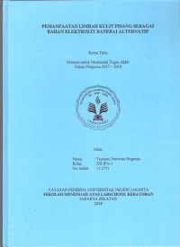 Pemanfaatan Limbah Kulit Pisang Sebagai bahan Elektrolit baterai Alternatif