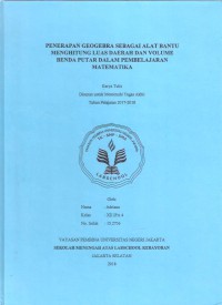 Penerapan Geogebra sebagai Alat bantu Menghitung Luas Daerah dan Volume benda Putar dalam Pembelajaran Matematika