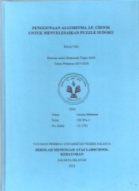 Pemanfaatan Algoritma J.F Crook untuk Menyelesaikan Puzzle Sudoku