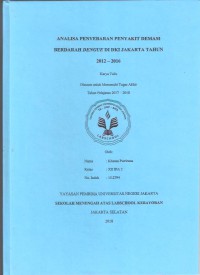 Analisa Pola Penyebaran Penyakit Demam Berdarah Dengue di DKI Jakart Tahun 2012-2016