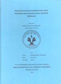 Penggunaan Handy Generator  untuk Pengisian Daya Baterai pada Telepon Genggam