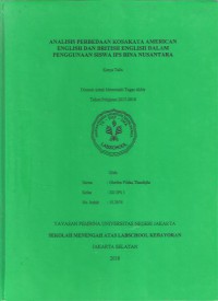 Anilisis Perbedaan Kosakata American English dan British English dalam Penggunaan Siswa IPS Bina Nusantara