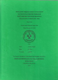 Pengaruh Foreign Direct Investment dan Kegiatan Ekspor Terhadap Pertumbuhan Ekonomi Regional Pulau Jawa Tahun 2015-2016