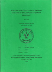 Pengaruh Status Anak Tunggal terhadap Kemandirian Belajar Siswa/Siswi SMA Labschool Kebayoran