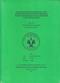 Analisis Pengaruh Teknologi Intel Hyper-Threading Terhadap Performa Gaming dan Rendering pada Processor Intel Pentium G4560