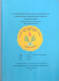 Analisis Efektivitas Cahaya Matahari dan lampu Listrik terhadap Pertumbuhan Kangkung Darat