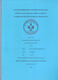 Analisis Perbandingan  Suhu Ruang pada Penggunaan Paranet sebagai Bahan Alternatif Atap Kaca Bangunan