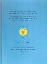 Perbedaan Kecukupan Waktu Tidur dengan Kemampuan Menjawab Soal Matematika dan Logika Dasar Siswa-Siswi Angkatan Saptadasa Danadyaksa Adhirajasa Kelompok Peminatan MIPA