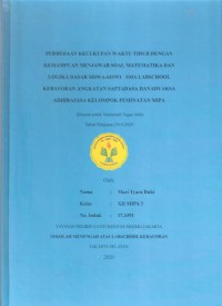 Perbedaan Kecukupan Waktu Tidur dengan Kemampuan Menjawab Soal Matematika dan Logika Dasar Siswa-Siswi Angkatan Saptadasa Danadyaksa Adhirajasa Kelompok Peminatan MIPA