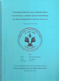 Perbandingan Efektivitas antara Antibiotik Cefixime Paten, Antibiotik Cefixime Generik Berlogo, dan Madu terhadap Bakteri Eschericia coli (E.coli)