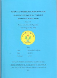 Pembuatan Tabir Surya Berbahan Dasar Alami dan Pengaruhnya terhadap Ketahanan Warna Kulit