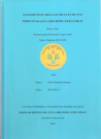 Analisis Pencahayaan Buatan Ruang Perpustakaan Labschool Kebayoran