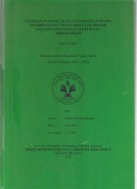 Penerapan Pasal 28 Ayat 2 Undang-Undang Informasi dan Transaksi Elektronik dalam Kasus Ujaran Kebencian Ahmad Dhani