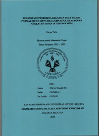 Presentase Penderita Kelainan Buta Warna Parsial Siswa Siswi SMA Labschool Kebayoran Angkatan 18 dan 19 Jurusan MIPA