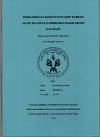 Perbandingan Efektivitas Strip Komedo Alami dan Buatan Berbahan Dasar Lemon dan Madu