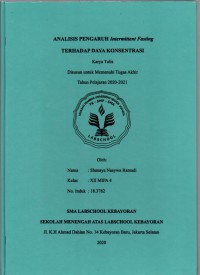 Analisis pengaruh intermittent fasting terhadap daya konsentrasi