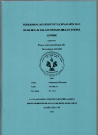 Perbandingan Efektivitas Buah Apel dan Buah Jeruk dalam Menghasilkan Energi Listrik