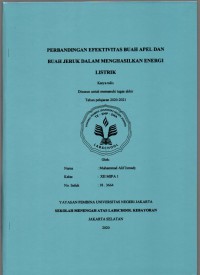 Perbandingan Efektivitas Buah Apel dan Buah Jeruk dalam Menghasilkan Energi Listrik