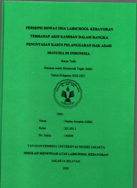 Persepsi Siswa/i SMA Labschool Kebayoran Terhadap Aksi Kamisan dalam Rangka Penuntasan Kasus Pelanggaran HAM di Indonesia