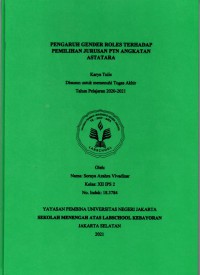 Pengaruh Gender Roles Terhadap Pemilihan Jurusan Di PTN Pada Angkatan Astatara