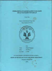Perbandingan Kadar Kafein Pada Kopi Decaf Dan Kopi Non-Decaf