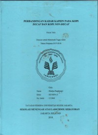 Perbandingan Kadar Kafein Pada Kopi Decaf Dan Kopi Non-Decaf