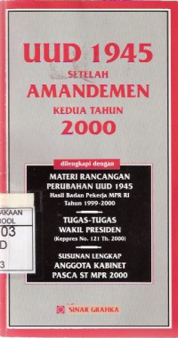 UUD 1945 Setelah Amandemen Kedua Tahun 2000