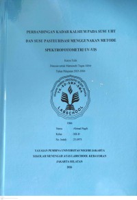 Image of Perbandingan Kadar Kalsium Pada Susu UHT dan Susu Pasteurisasi Menggunakan Metode Spektrofotometri UV-VIS