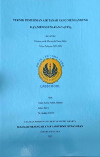 Image of Teknik Pemurnian Air Tanah Yang Mengandung Fe₂O₃ Menggunakan Ca(ClO)₂