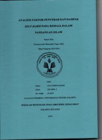 Analisis Faktor Penyebab dan Dampak Self-Harm pada Remaja dalam Pandangan Islam