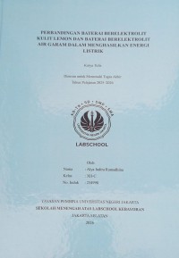 Image of Perbandingan Baterai Berelektrolit Kulit Lemon dan Baterai Berelektrolit Air Garam dalam Menghasilkan Energi Listrik
