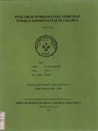 Pengaruh Pembangunan Terhadap Tingkat Kriminalitas di Jakarta