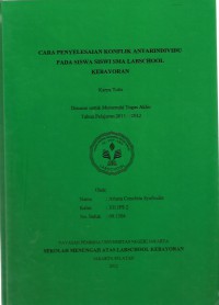 Cara Penyelesaian Konflik Antar Individu pada Siswa-Siswi SMA Labschool Kebayoran