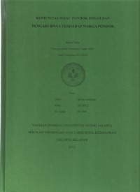 Komunitas Hijau Pondok Indah dan Pengaruhnya Terhadap Warga Pondok Indah RW 013-017