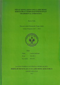 Minat Siswa-Siswi SMA Labschool Kebayoran Terhadap Permainan Tradisional Indonesia