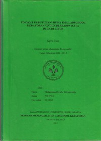 Tingkat Kebutuhan Siswa SMA Labschool Kebayoran Untuk Berpariwisata Di Hari Libur