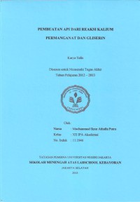 Pembuatan Api dari Reaksi Kalium Permanganat dan Gliserin