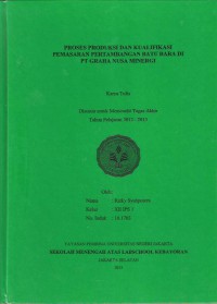 Proses Produksi dan Kualifikasi Pemasaran Pertambangan Batubara Di Pt Graha Nusa Minergi