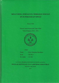 Minat Siswa Jurusan IPA Terhadap Pemilihan Jurusan IPS Di Perguruan Tinggi