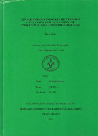 Dampak Bermain Bermain Piano Klasik Terhadap Daya Tangkap Belajar Siswa IPS Angkatan 10 SMA Labschool Kebayoran