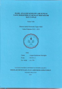 Hasil Analisis Kimiawi Air Sungai yang Dijernihkan dengan Biji Kelor dan Tawas