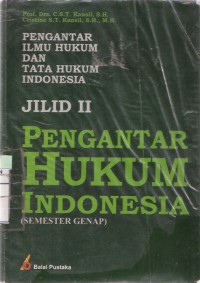 Pengantar Ilmu Hukum dan Tata Hukum Indonesia Jilid II